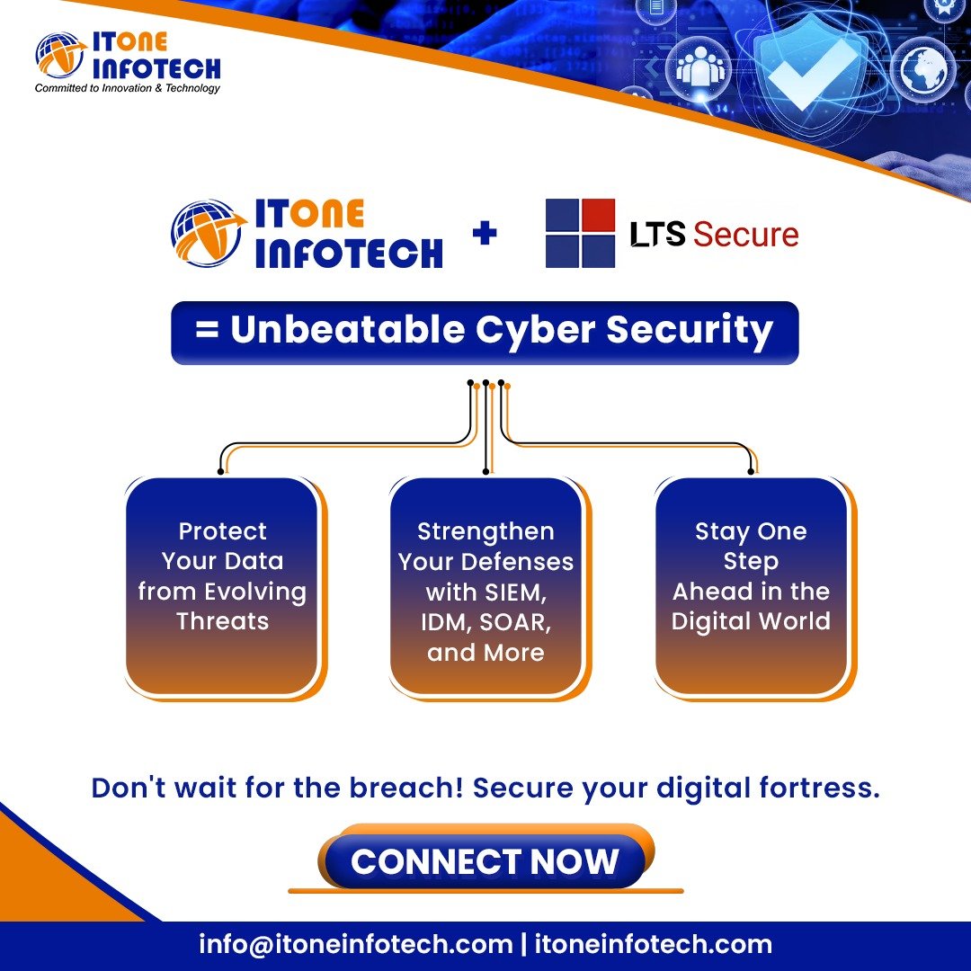 itoneinfotech's tweet photo. ITone Infotech + LTS Secure = Unbeatable #CyberSecurity!

We offer a wide range of services including SIEM, IDM, SOAR, etc. so that businesses can now fortify their defenses against evolving cyber threats.

Contact us today at info@itoneinfotech.com to protect your #data. https://t.co/5n6MP55wpr