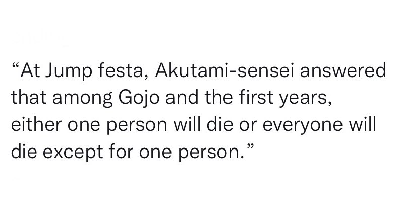 Ini untuk yang ke-163563478228 kalinya aku bahas ini, dan sepertinya ini akan jadi yang terakhir

Ramalan kesekianku soal nasib trio itakugifushi dan Gojo berdasarkan pernyataan Gege di bawah ini

A thread