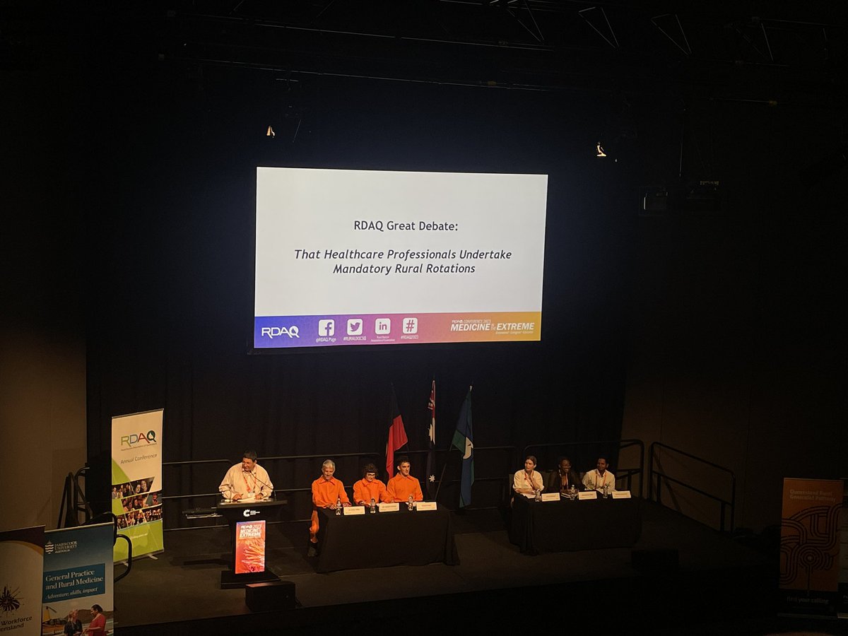 Great discussions at the <a href="/RuralDocsQ/">RDAQ</a> conference in Cairns. Industry is talking everything from rural maternity services to attracting/retaining doctors in the regions and preventing burnout 

BUT the absolute highlight is the medical students debating mandatory rural placements