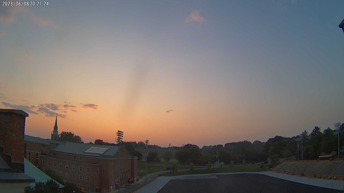 WakeForestWx's tweet photo. Wake Forest University at sunset and it's 72.7 F. https://t.co/ws8WSUE0JG