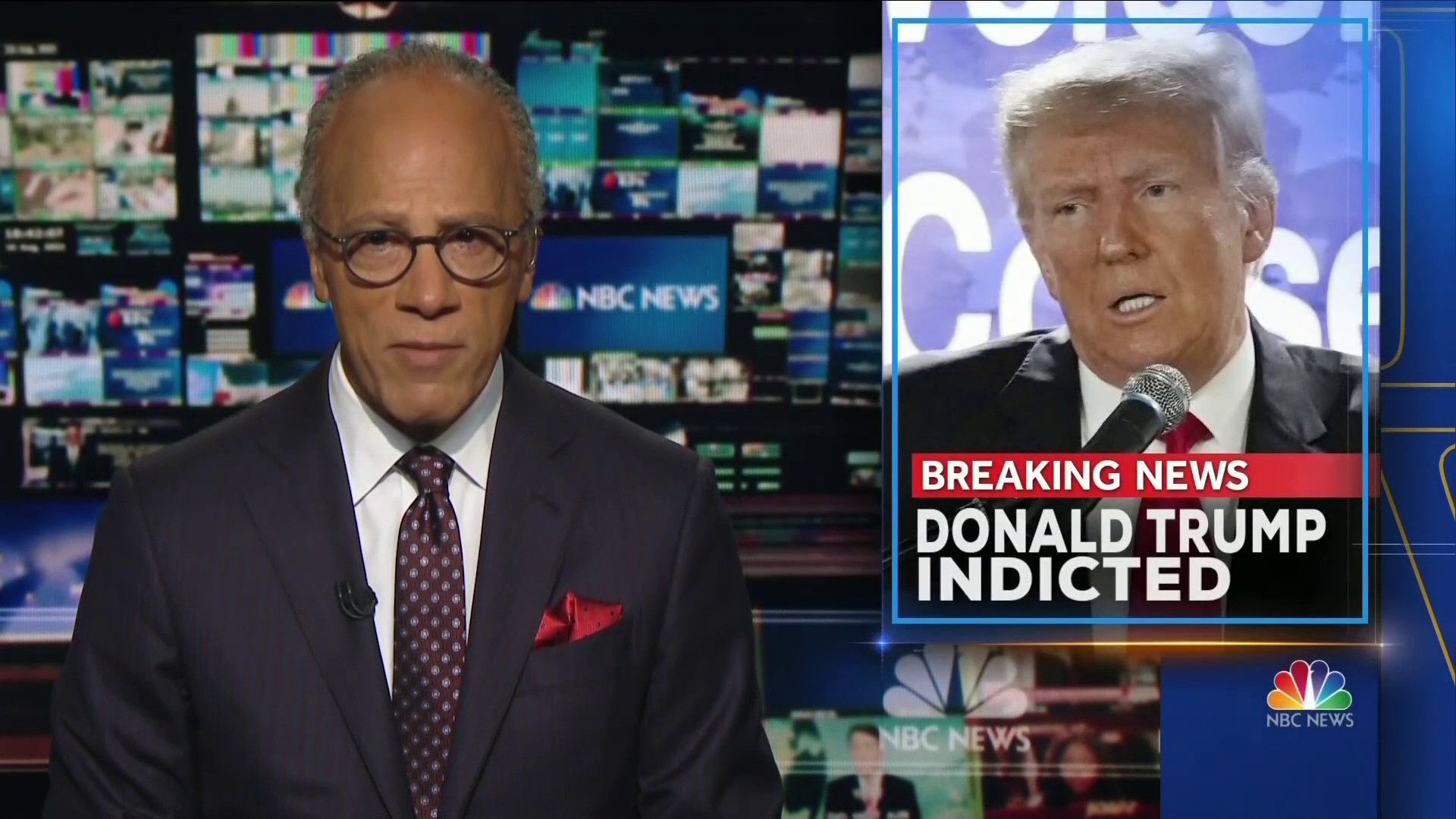 NBC Nightly News with Lester Holt on X: .@LesterHoltNBC coming on the air  with breaking news — Former President Trump has been indicted on federal  charges related to the special counsel's investigation