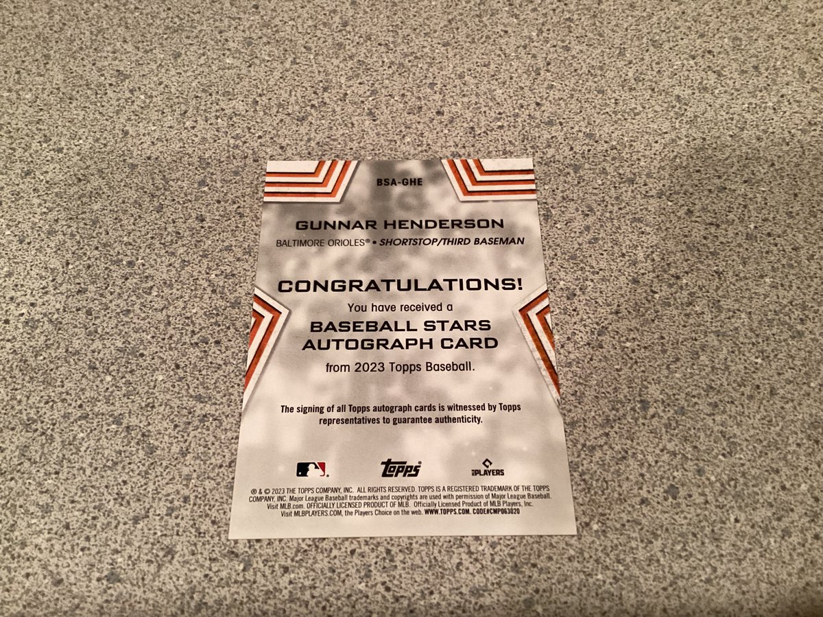 spoliz911's tweet image. 2023 Topps Series 2 Gunnar Henderson Baseball Stars Autographed Card - Fresh pull - $150 shipped with tracking. PayPal please. Thank you! #toppsseries2 #topps @Topps