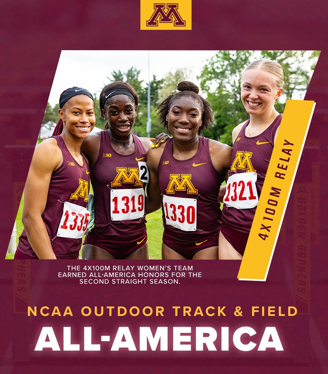 Odell Frye, Lauren Hansen, Akilah Lewis and Amira Young finish as Honorable Mention All-Americans with a 17th-place finish in the 4x100m relay. 

The school record of 43.78 improves the quartet from 20th-place in 2022 to 17th this year. #SkiUMah