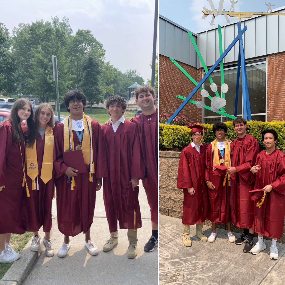 OaktonHS's tweet photo. Yesterday our seniors were able to go back to their middle schools. They visited Rachel Carson MS, Franklin MS, Luther Jackson MS, and Thoreau MS! Thank you to all of the middle schools for welcoming us back and helping to celebrate graduation! #fcpsgrad23 #WEAREOAKTON https://t.co/k4n7Pwx3ii