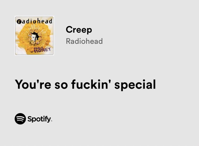 thesadbaby's tweet photo. radiohead / creep https://t.co/77PvwsxdUx