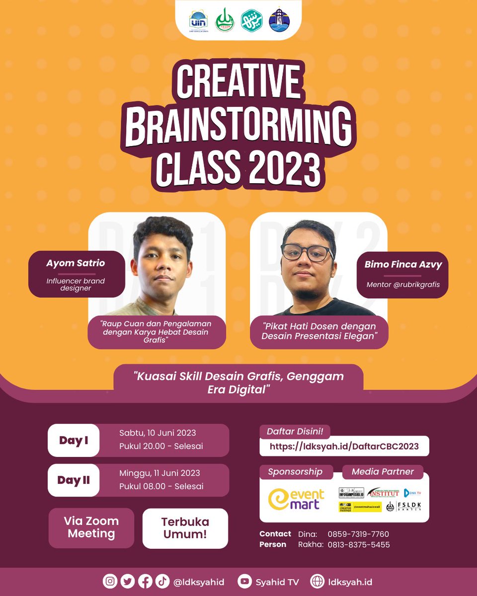 ldksyahid's tweet photo. 🌿CREATIVE BRAINSTORMING CLASS 2023 🌿
✨ _Kuasai Skill Desain Grafis, Genggam Era Digital_✨
Yuk Daftar, klik link di bawah ini👇🏻
https://t.co/J1cOHvEhWe
#CBC #CreativeBrainstormingClass2023 #Yukbelajarngedit #LDKSyahid #FSLDKBanten #UINJakarta #Desaingrafis https://t.co/iMp8toHq6u