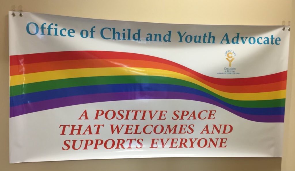 Our safe space banner is displayed all year long so all young persons feel welcome &amp; included everyday! It’s their right! Let’s fill all our spaces with our posters to support diversity &amp; inclusion. Call or email 753-3888/office@ocya.nl.ca to get yours to display!#nospaceforhate