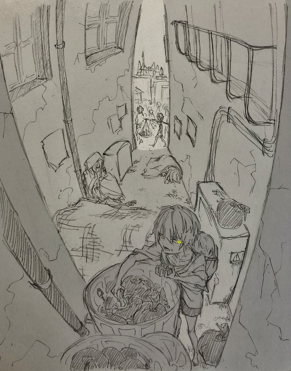 魚眼もどきみたいな構図は昔からずっ〜〜と好き これはウン年前の絵たち