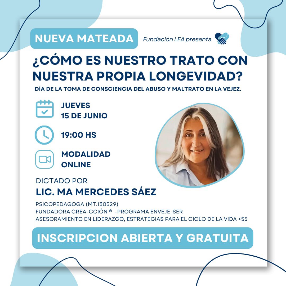 🫶El 15/06 es el Dia Mundial de la Toma de conciencia sobre el Maltrato y el Abuso en la Vejez. 

🫶 Nuestra campaña #MayorSensibilización arranca a publicarse hoy y culmina con la Mateada del 15 de junio.

✏️ Inscripción: acortar.link/fqTol0

Te esperamos! 💪