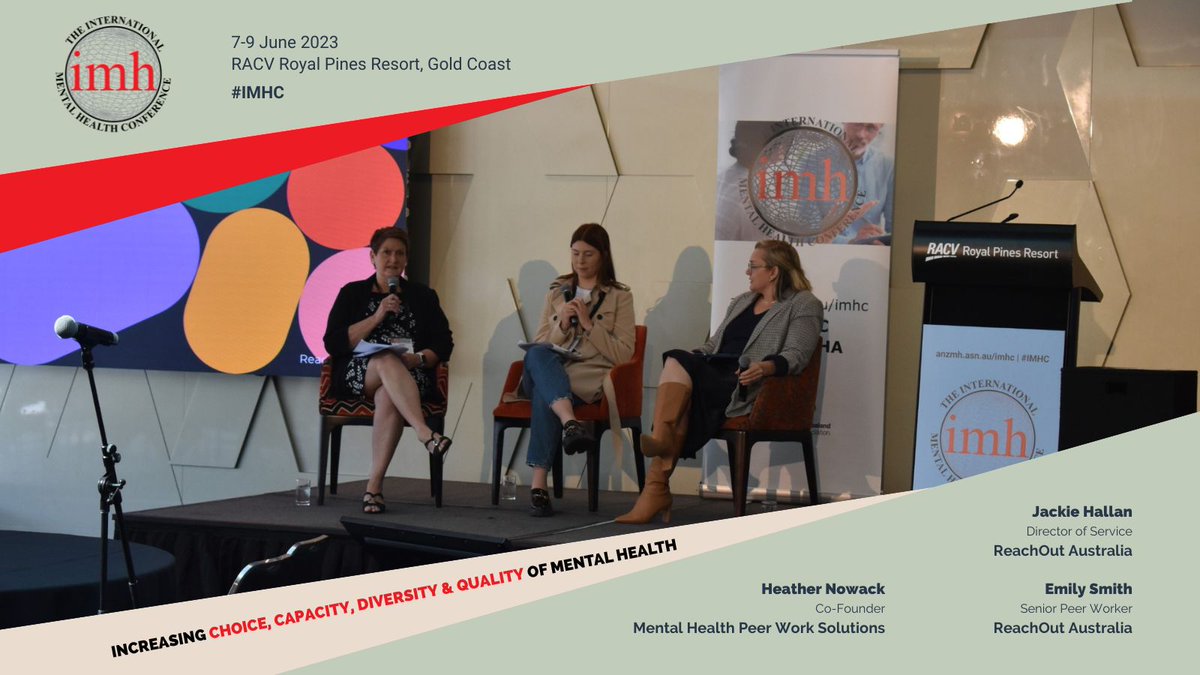 anzmha's tweet image. Incredibly insightful panel at #IMHC with Heather Nowak, Jackie Hallan and Emily Smith on 'Setting Up Peer Workers to Succeed: Why Embedding a Lived Experience Culture Is Key'

#livedexperience #peerwork #mentalhealthawareness