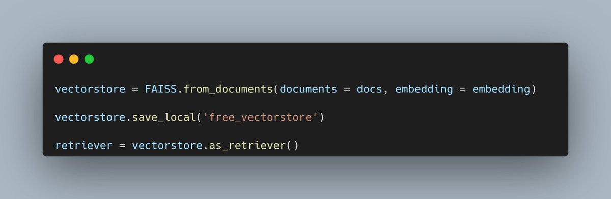 Want to create AI apps based on your own documents and knowledge bases?

Here's how to easily create your own free vectorstore using @LangChainAI  and FAISS.

First things first, if you want the LLM to have access to your documents, you need to:

1. Load them

2. Preprocess them