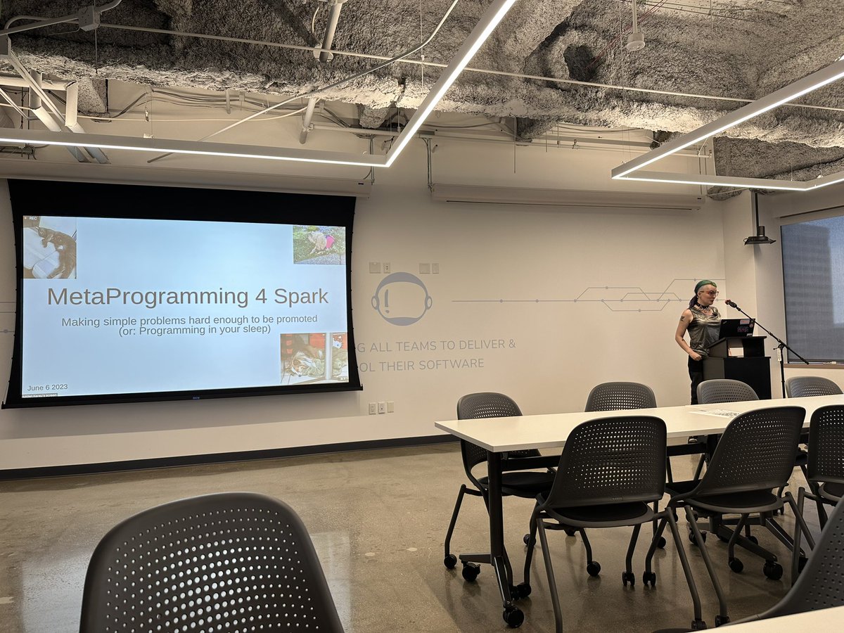 Holden at <a href="/sfscala/">SF Scala</a> is talking about meta programming for <a href="/ApacheSpark/">Apache Spark</a> to make your life harder and your job more secure!
