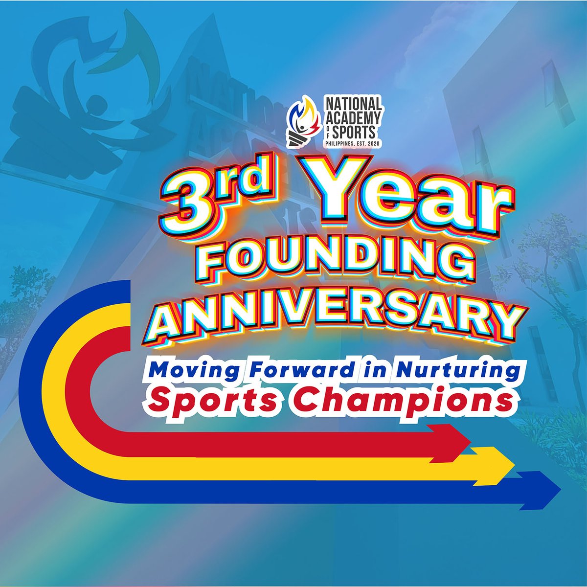nassystemph's tweet photo. This day, June 9, 2023, marks the 3rd Founding Anniversary of the National Academy of Sports. Join us as we celebrate this momentous event with the theme, "Moving forward in nurturing Sports Champions".

#NAS3rdFoundingAnniversary
#OneNAS https://t.co/2Ki6d9O8z9
