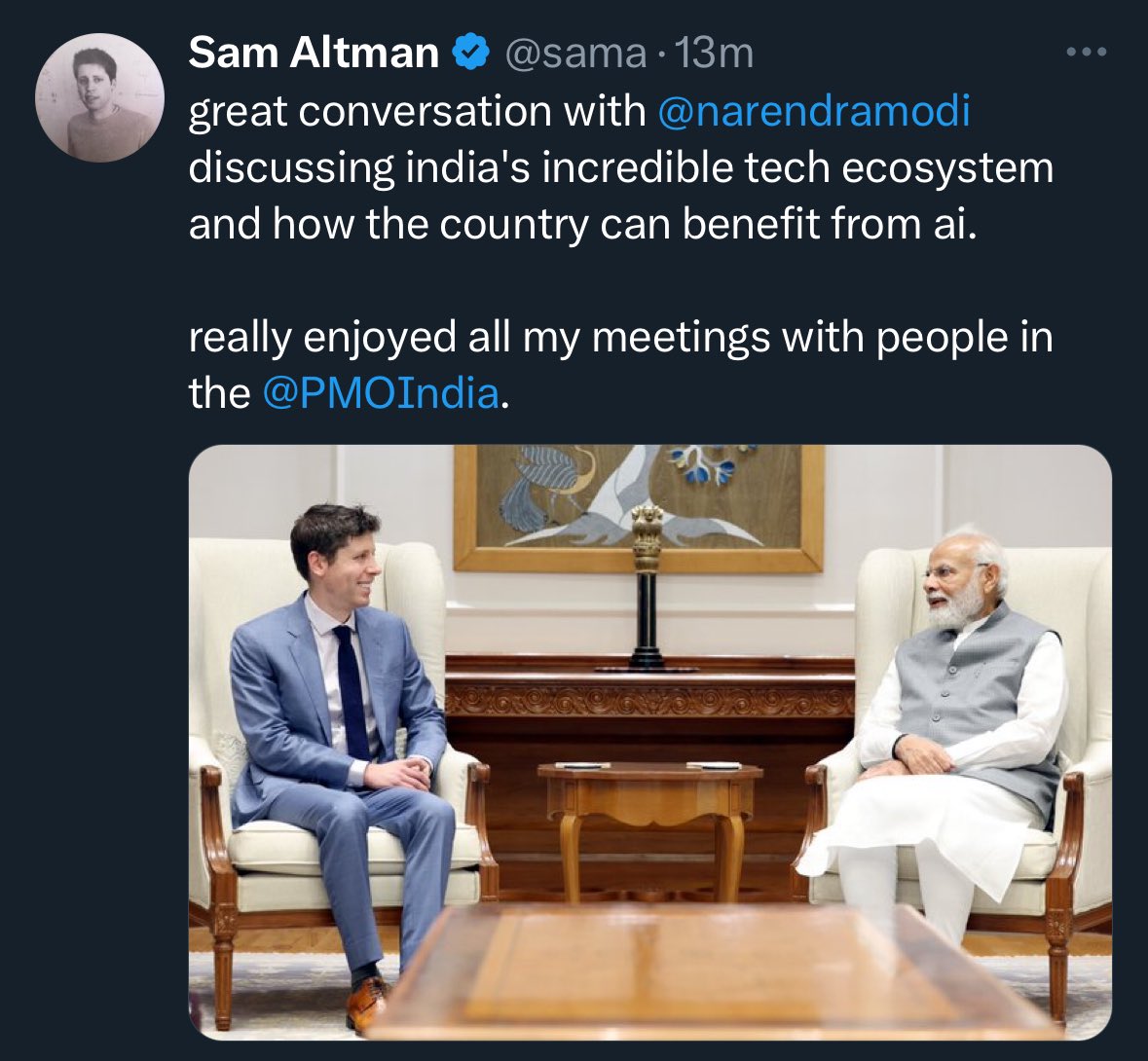 @MoeedNj Meanwhile the Indian PM meets the CEO of OpenAi (chatgpt) 😔