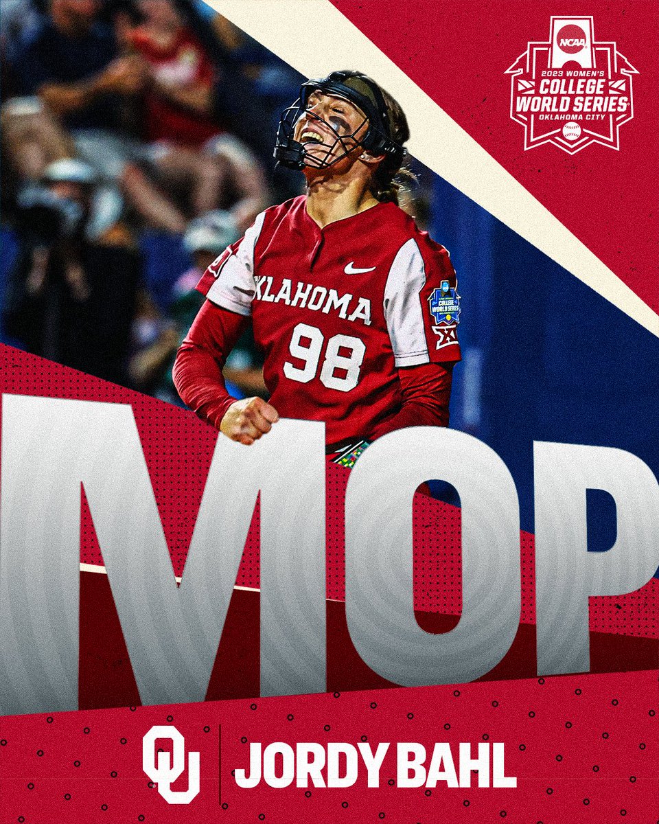 NCAASoftball's tweet image. 𝐌𝐨𝐬𝐭 𝐎𝐮𝐭𝐬𝐭𝐚𝐧𝐝𝐢𝐧𝐠 𝐏𝐥𝐚𝐲𝐞𝐫: @jordybahl ✨

#WCWS x @OU_Softball