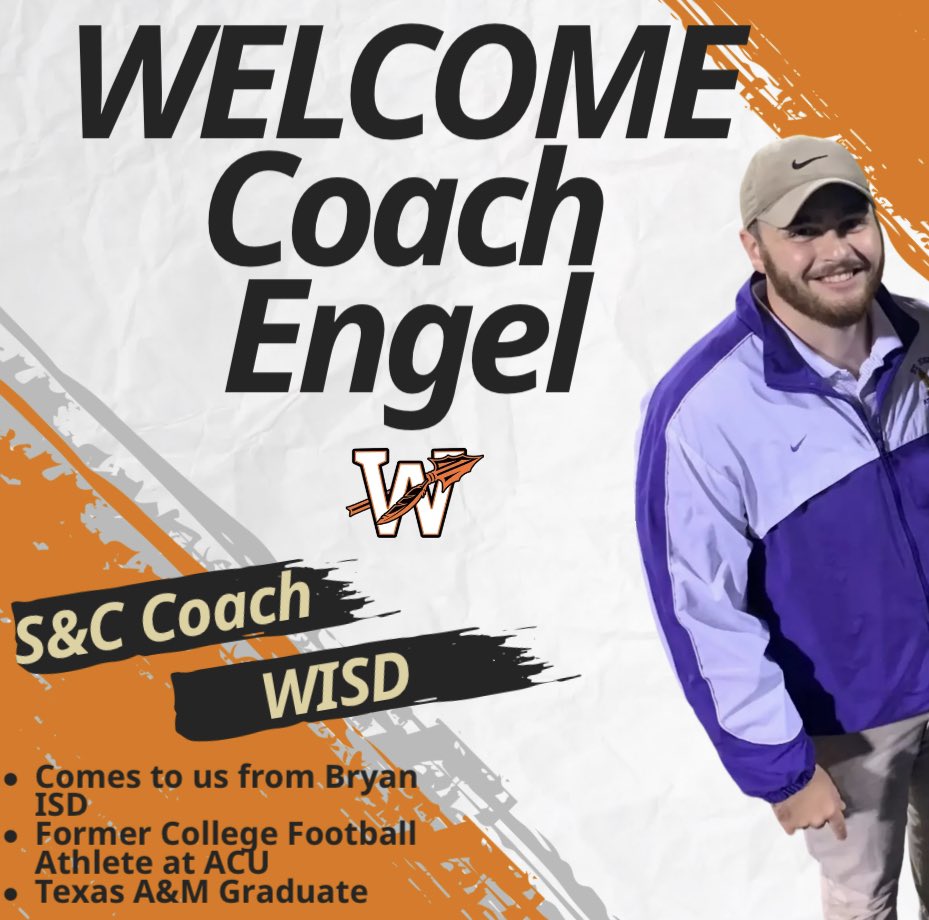 AustinSmithey's tweet photo. Excited to announce our new Strength and Conditioning Coordinator and Varsity Football Assistant Coach
@SadlerEngel25 

Lets get to work!  #TPW https://t.co/MgTMvaarCF