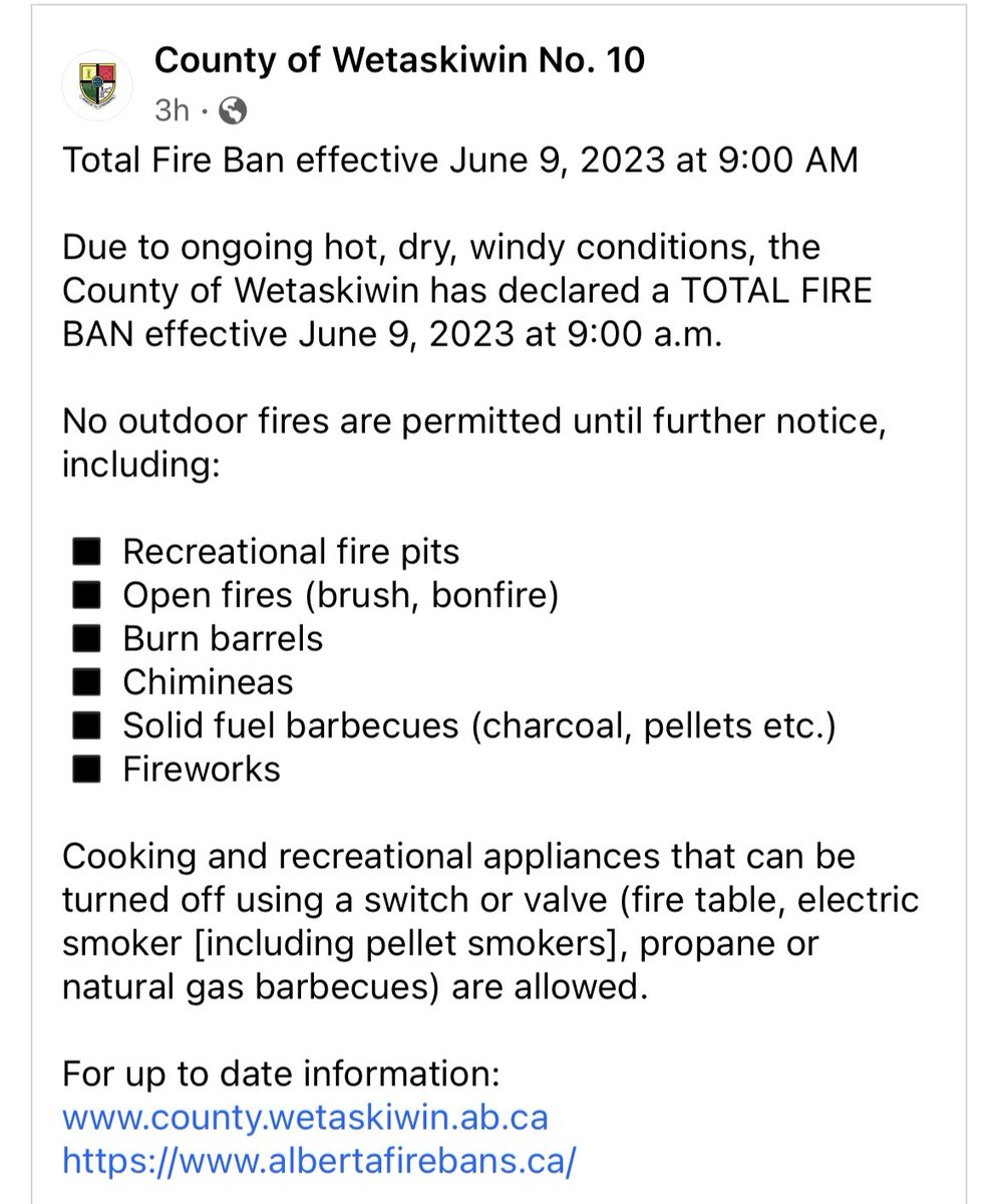 milletfire's tweet photo. Please be aware of this, and always know the rules / restrictions in your jurisdiction. Visit https://t.co/RjXPGWlb06 for the most up to date info! #totalfireban https://t.co/LcnygsyQM3