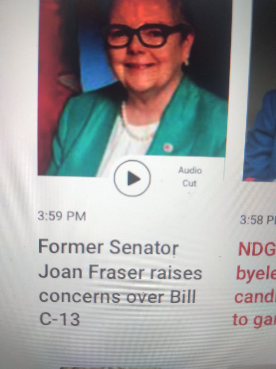 #QcAnglos: if you listen to anything today, listen to former @mtlgazette Editor-in-Chief and former @SenateCA (De Lorimier) Hon Joan Fraser on #C13 #qcpoli #polqc Thanks, @CJAD800 for clipping Cc @QCGN @EvaLudvigQCGN @MJennings2_0 With great thanks to @AHousefather for his vote.