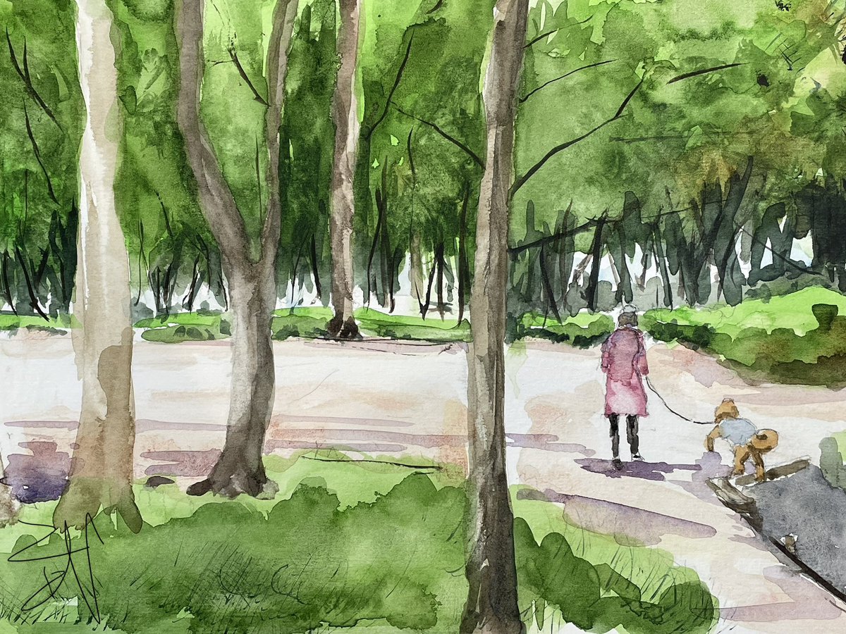 尼崎市　朝の近松公園 濃淡を意識して、少し深みのある簡単な構図にしてみました。