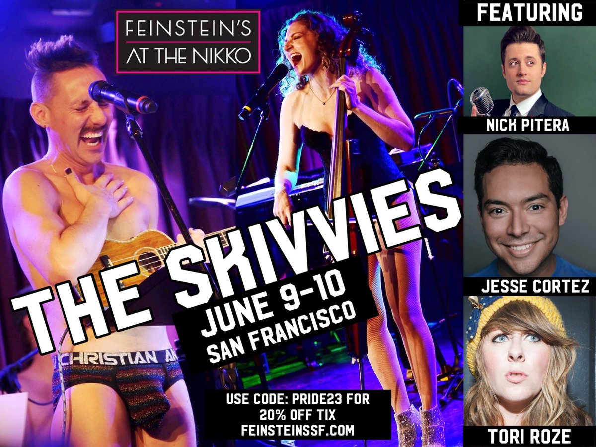 So excited to be joining @theskivviesNYC Friday & Saturday night for some pop mashup fun! 🎶🎶🎶 @FeinsteinsSF Come join us! feinsteinssf.com