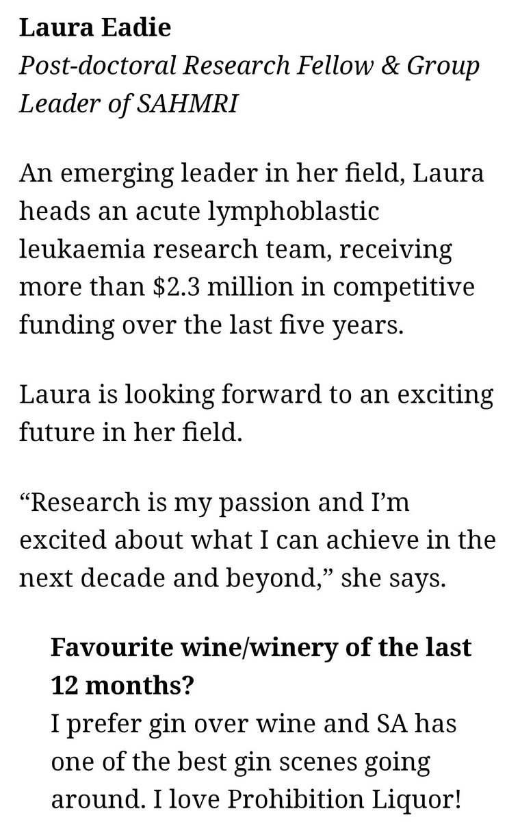 4️⃣0️⃣ Very honoured to be included in this year's <a href="/indaily/">InDaily</a> 40 Under 40! It's great that these business-oriented awards are also recognising the contribution researchers and scientists make to our great state. 

#40Under40AwardsSA 
<a href="/CityMagADL/">CityMag</a>
<a href="/sahmriAU/">SAHMRI</a>