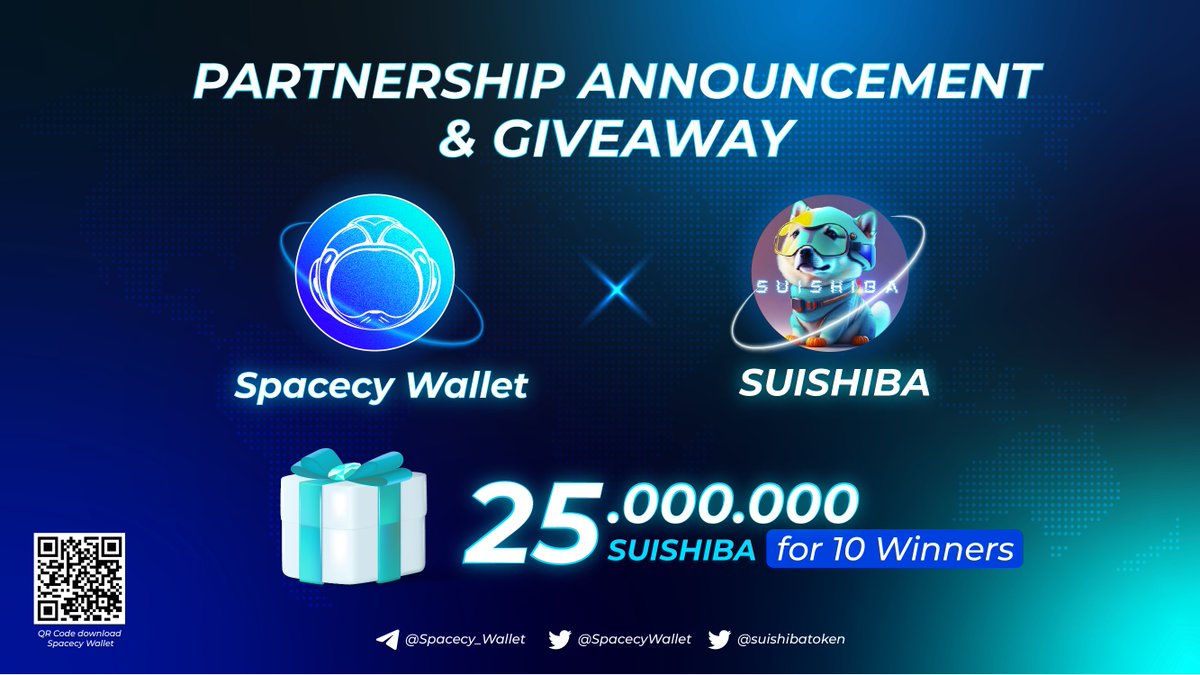 SpacecyWallet's tweet photo. 🤝 PARTNERSHIP ANNOUNCEMENT  
We are pleased to announce the partnership with @suishibatoken 
🎁 Prize 25,000,000 SUISHIB  

1️⃣ Follow @SpacecyWallet and @suishibatoken 
2️⃣ Tag 2 friends and write SUI wallet address ( Spacecy Wallet)  

Hurry and join us on this incredible journey! Together, we'll unlock the potential of the #SUI ecosystems 🌌💫