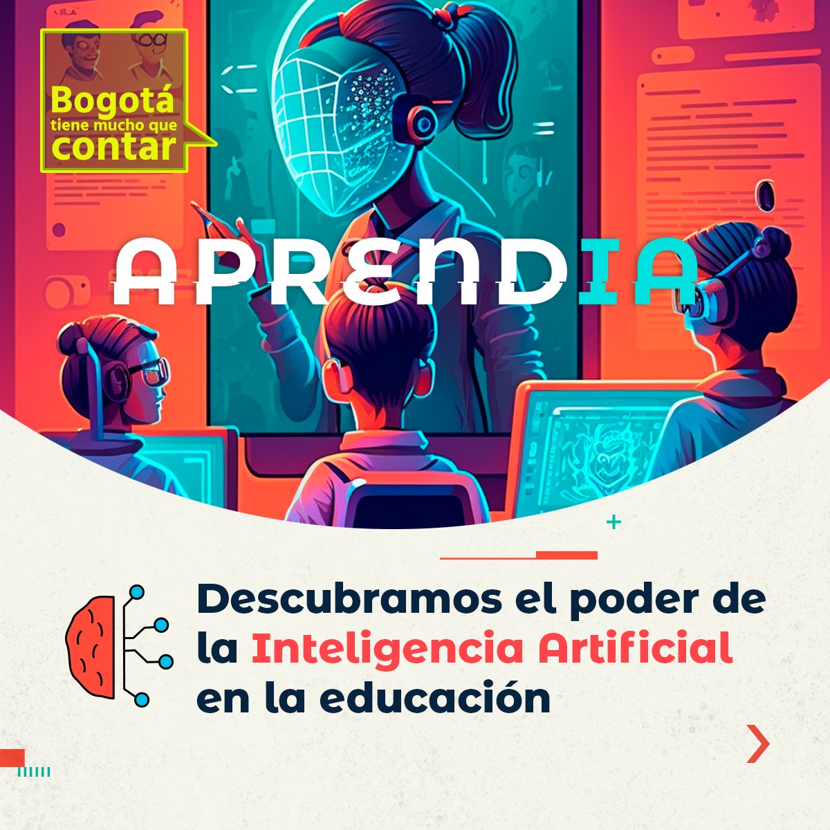 UliaYemail's tweet photo. Desde @Educacionbogota hemos creado #AprendIA, un espacio enfocado en explorar y descubrir las oportunidades y desafíos de la Inteligencia Artificial en la educación. Los invitamos a sumergirse en este viaje de conocimiento. Consulta #AprendIA aquí 👉 https://t.co/dexltlGhVi https://t.co/Dsrqnwb3ie