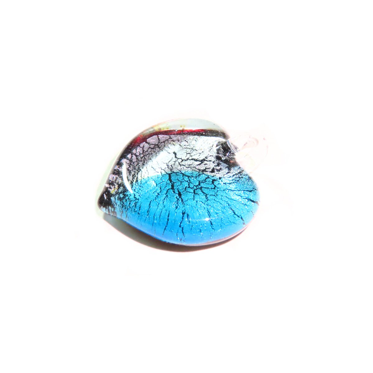 Murano Glass Heart Pendant Necklace, Aqua Black, JKC Murano tuppu.net/5ead5c78 #jewelry #JKCMurano #Murano #MuranoGlass