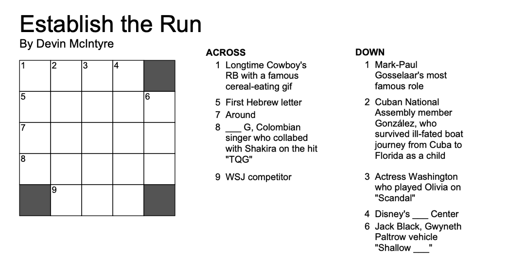 Shoutout to <a href="/crosshareapp/">Crosshare</a> for making The Griddy the featured Daily Mini yesterday!!! 🎉🥳🏈

Today we establish the run (1A) and pay tribute to one of the great half-Asian characters of the 90s (1D)!

Solve online here👇
crosshare.org/crosswords/USK…