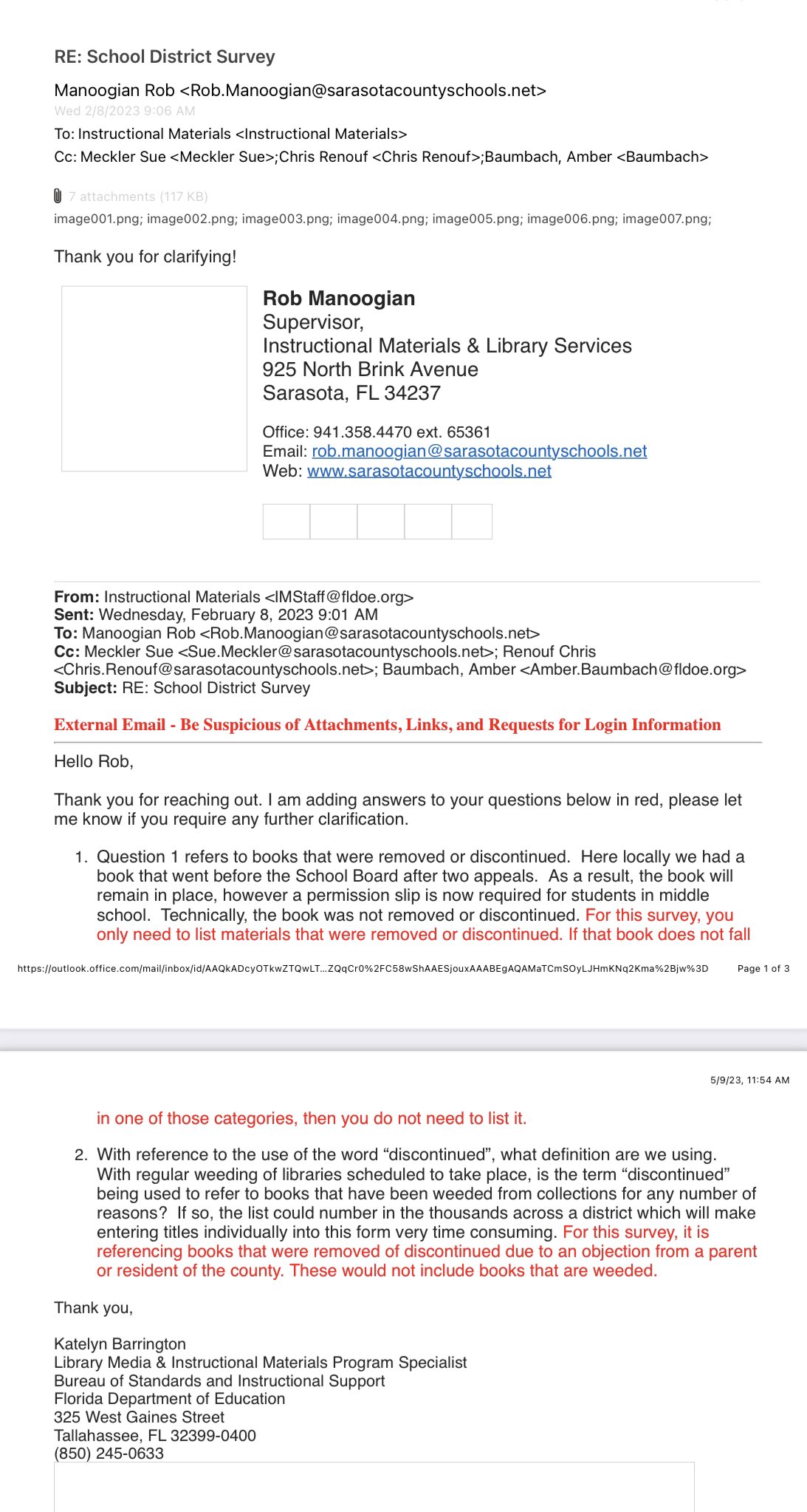Florida Freedom to Read Project on Twitter: "And, as long as we're spilling  tea… Sarasota did reach out to FLDOE to ask what should be reported in the  survey. Rob is told
