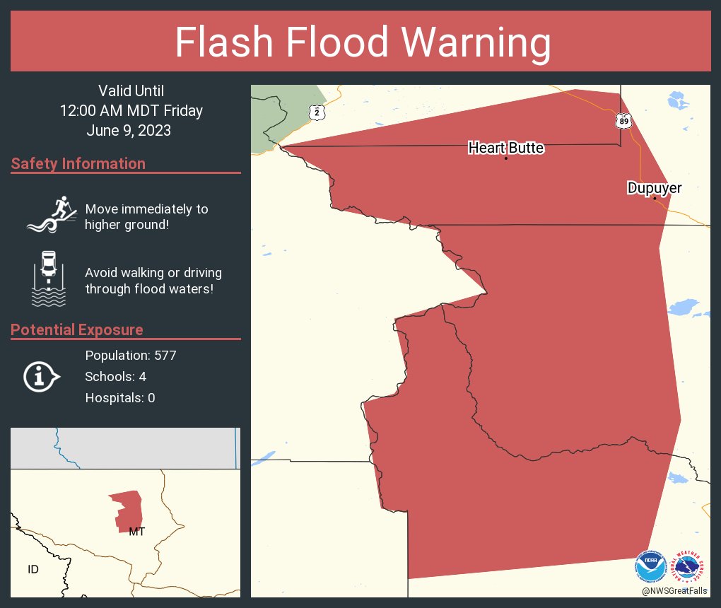 NWS Great Falls on Twitter "Flash Flood Warning continues for Heart
