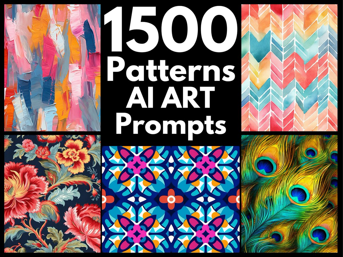 Excited to share the latest addition to my #etsy shop: 1500 Pattern AI Art Prompts | Text-to-image Midjourney Dall-E Stable Diffusion | Inspiration | Patterns | Digital Wall Art | Copy & Paste etsy.me/3OXds82 #entryway #landscapescenery #midjourney #digitalart