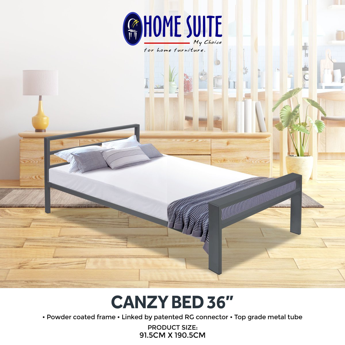 homesuiteph's tweet photo. Mga Ka-Home Suite! Canzy Bed is a single bed with a contemporary design that suits a minimalistic style. Made from quality metal tubes in powder-coated charcoal gray finish. This product has passed the International safety test standard BS EN 1725. Product.#homesuite https://t.co/w6bDzpZE3Z