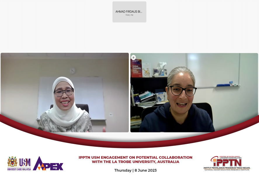 ipptn's tweet photo. IPPTN USM ENGAGEMENT ON POTENTIAL COLLABORATION WITH THE LA TROBE UNIVERSITY, AUSTRALIA
Read more: https://t.co/ahhv4imqUM
#usm #WeLead #MOHE #ipptn #ghef2023 #GHEF #HigherEducation #EquityEquality https://t.co/UYpVqjOmXe