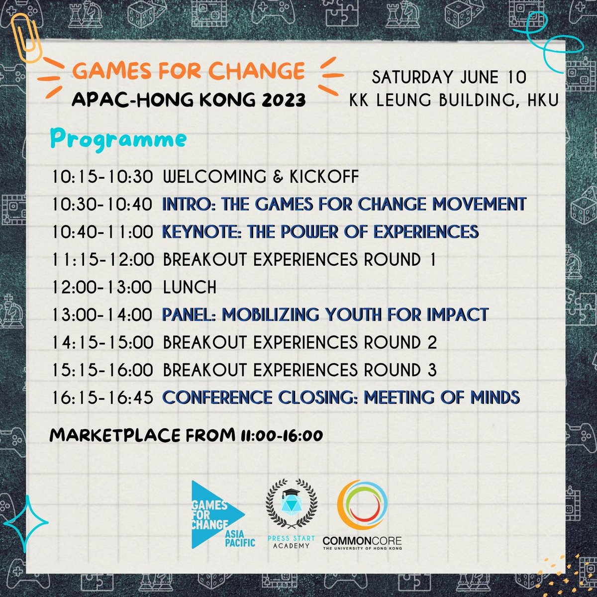 vincentsiu's tweet photo. For those outside of Hong Kong but would love to join us at the inaugural Games for Change APAC Hong Kong, please bookmark this YouTube livestream link: https://t.co/UVbhXKLIDx

Tune in at 10 am HKT (GMT+8) this Saturday for some epic content 🚀

#G4CAPACHK2023
@G4C @g4capac https://t.co/6b4eMMHcGt