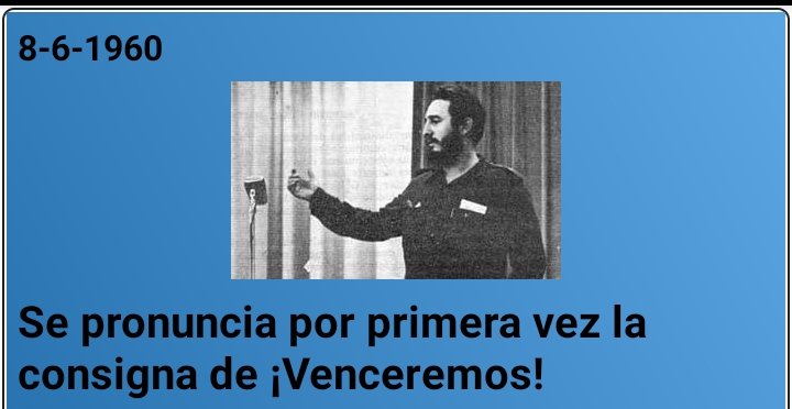 DanielaDPRHCAV's tweet photo. 8-6-1960 Se pronuncia por primera vez la consigna de Venceremos!
#TenemosMemoria
#CiegodeAvila https://t.co/IpqXaoo9lT