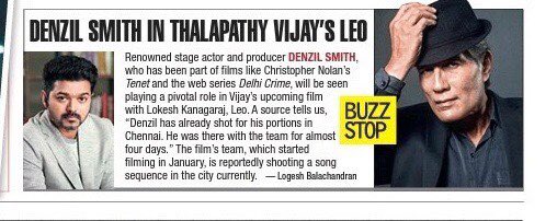 #DENZILSMITH IN #THALAPATHYVIJAY'S LEO 

Renowned stage actor and producer DENZIL SMITH, who has been part of films like Christopher Nolan's #Tenet and the web series #DeiniCrime, will be seen playing a pivotal role in #Leo. 

#BloodySweet @actorvijay @DenzilLSmith
