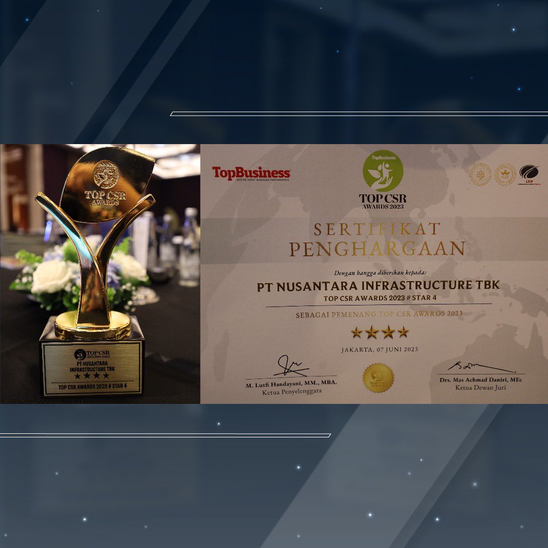Hi, Sobat Nufra!

Nusantara meraih penghargaan sebagai “TOP CSR Awards 2023 dengan predikat #Star 4 (Sangat Baik)” untuk program CSR Kampung Bersih Nusantara dan penghargaan sebagai “TOP Leader on CSR Commitment 2023”

#InfrastrukturCepat #NusantaraInfrastructure