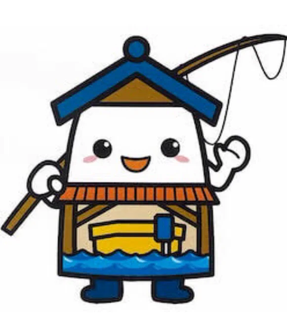 Funayan, a smiling house with a boat moored underneath, is the mascot of Ine, a town in Kyoto famous for wooden fishing houses.