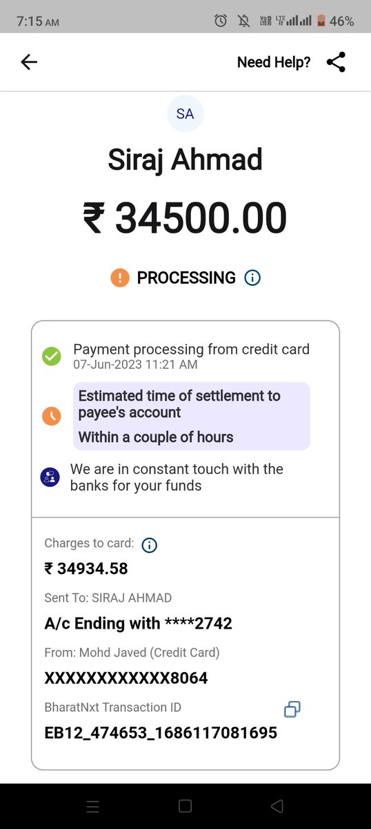 HumanBe41726172's tweet photo. @RBI 
Bharatnxt do the fraud with me i do the payment on 07/06/2023 at 11:31:28 AM but still do not give the payment. they give timing again and again. Neither pay in vendor account nor refund in my credit card. They do fraud.
Please help me. https://t.co/wbnsFvVXGa