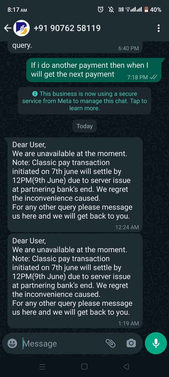 HumanBe41726172's tweet photo. @RBI 
Bharatnxt do the fraud with me i do the payment on 07/06/2023 at 11:31:28 AM but still do not give the payment. they give timing again and again. Neither pay in vendor account nor refund in my credit card. They do fraud.
Please help me. https://t.co/wbnsFvVXGa