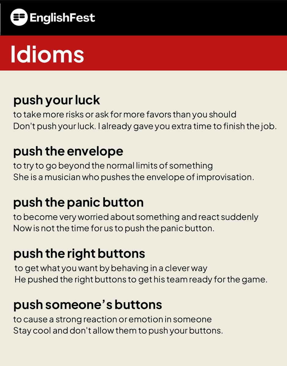 JettxMann's tweet photo. Idioms with PUSH

https://t.co/FCUM0wZHPJ https://t.co/XMzDDykG6E