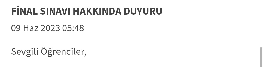 Hadi ben sıkıntılıyım bu saatte daha uyumadım hocam siz niye sabah 5.50de final duyurusu atıyorsunuz bu ne boktan bir yaşam stili görev aşkı Hayır git vizeleri gir bari