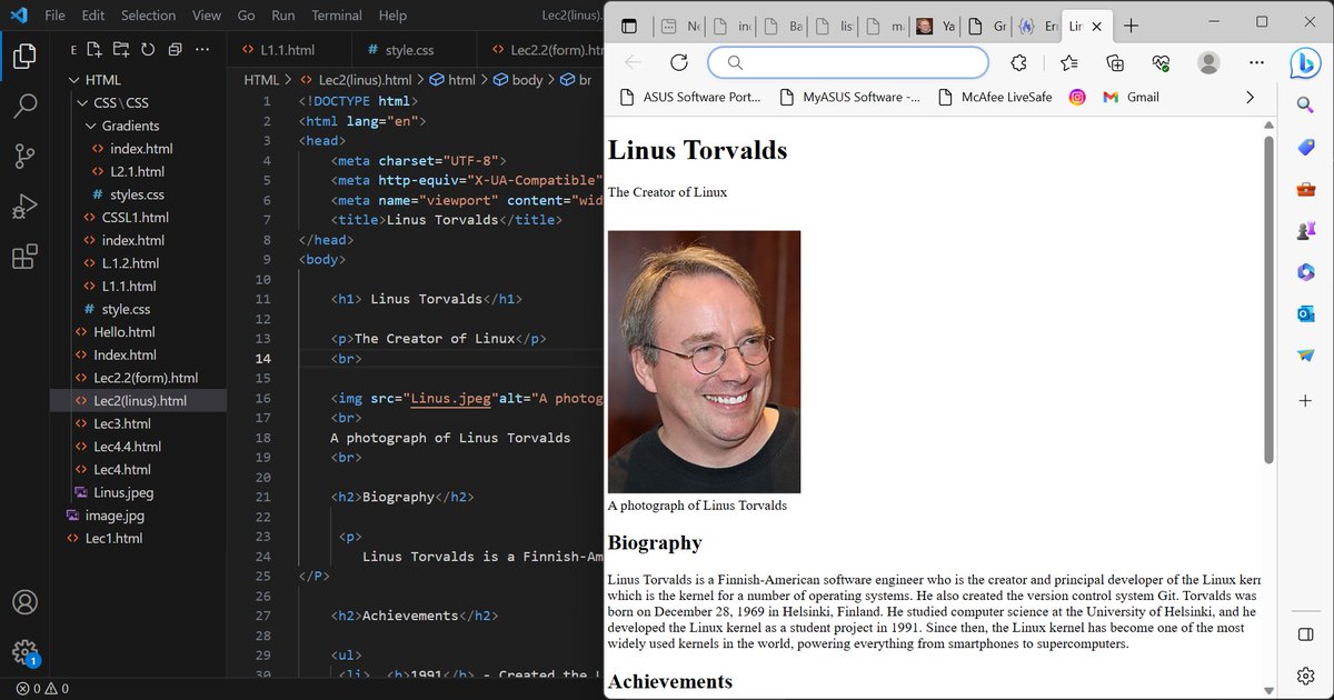 Day 7  of #freeCodeCamp 

-Revised previous concept 
- Started working on Linus Torvalds layout.