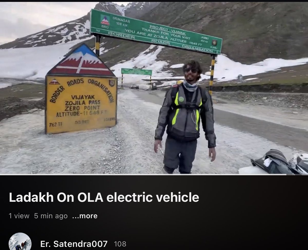 Dreaming of #Ladakh on <a href="/OlaElectric/">Ola Electric</a> or any 2w Electric

Congrats… i am taking all the risk &amp; Unlocking Ladakh for u guys

removing Fear of Charging, performance, -ve temp, mileage, stay, Hill climb
#SoloRidetoLadakh

Subscribe my YouTube channel
youtu.be/Ev3lI3uPYX4