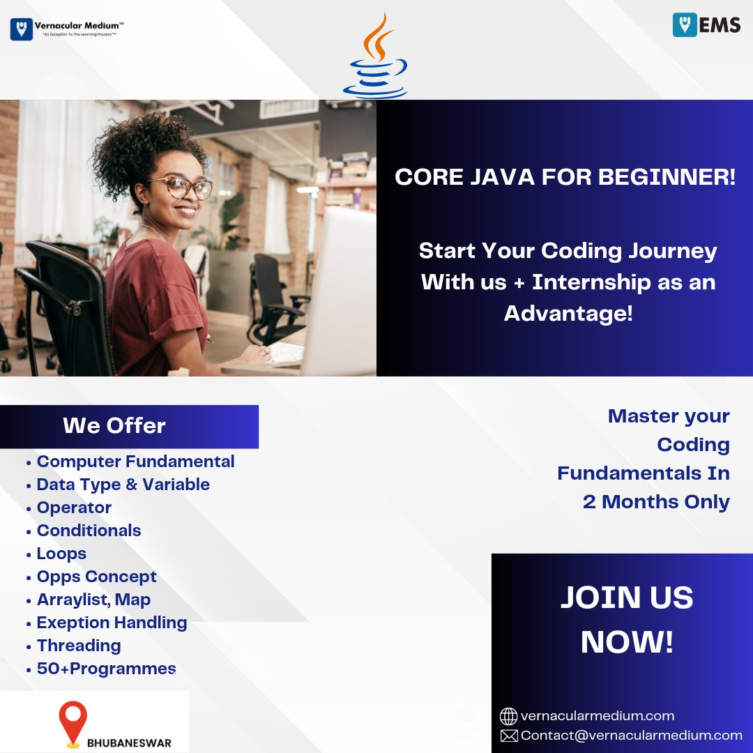 vm_eduportal's tweet image. Unlock the Power of Java: A Comprehensive Course for Beginners!
.
Do Apply here👇
forms.gle/Egh5K1smFQytcK…
.
#JavaForBeginners
#CoreJavaCourse
#LearnJava
#JavaBasics
#JavaFundamentals
#CodeLikeAPro
#JavaSkills
#JavaProgramming
#think #learn #execute #Vernacularmedium