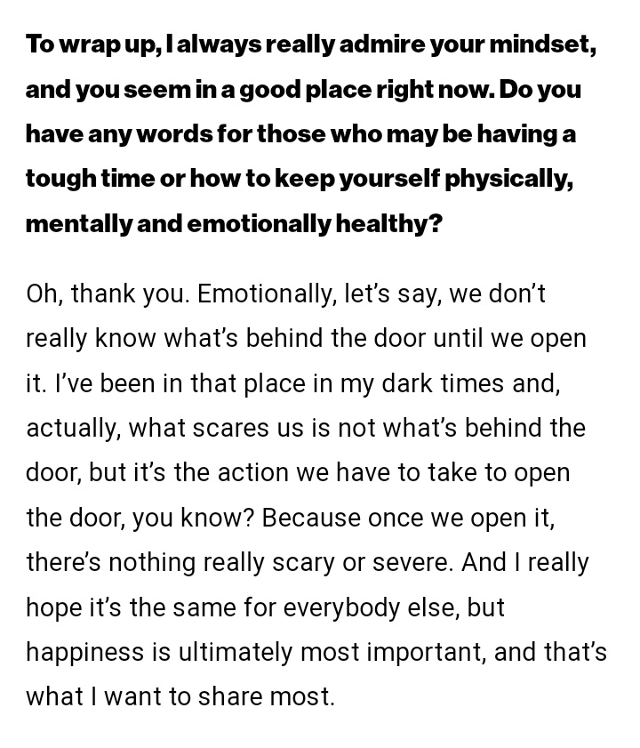 'I've been in that place in my dark times and, actually, what scares us is not what's behind the door, but it's the action we have to take to open the door, you know? Because once we open it, there's nothing really scary or severe'. Yesss my king! #강다니엘 #KANGDANIEL