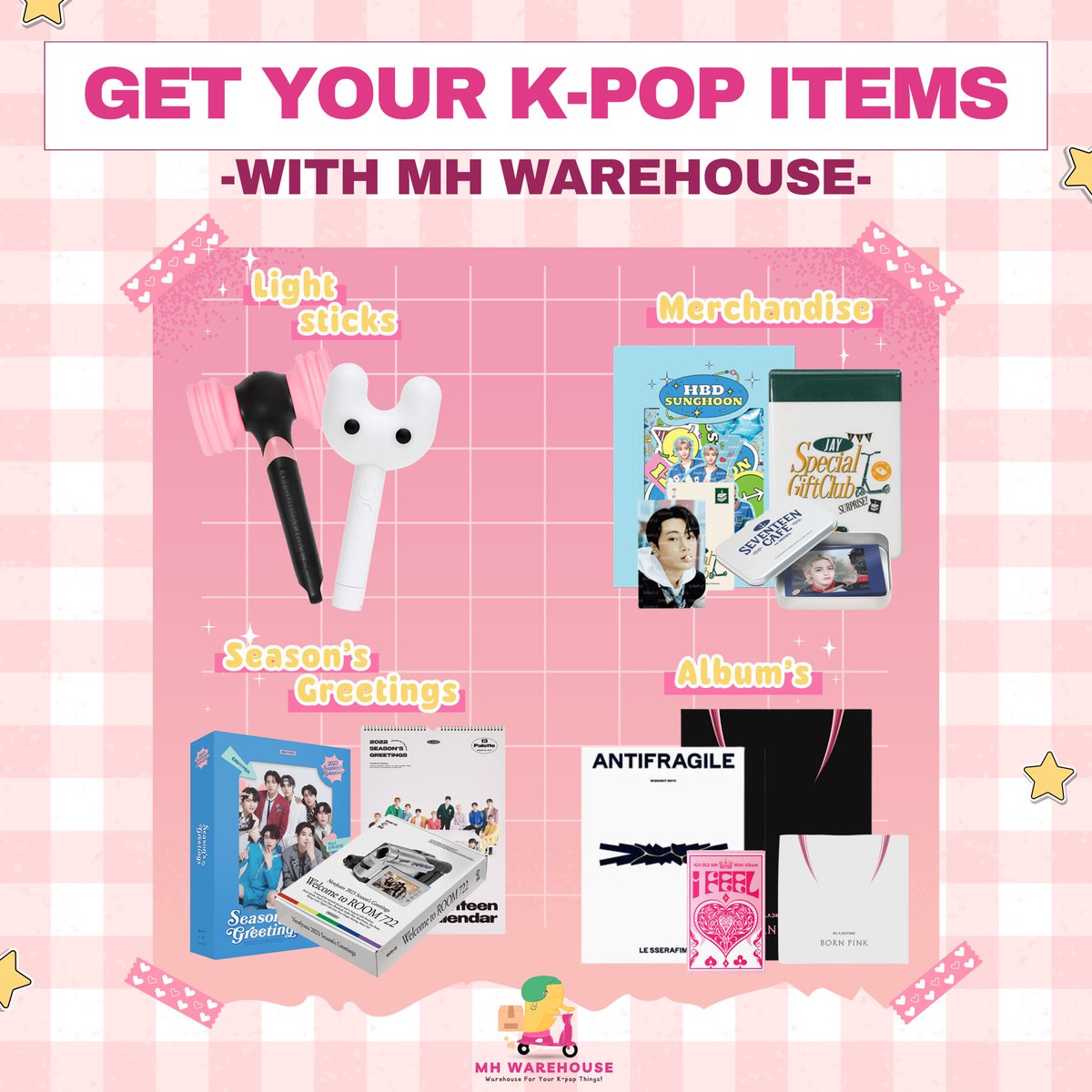mhwarehouse's tweet photo. MH Warehouse can help you Purchase & Storage your K-POP items as many as you want🤗
Send us a DM for join📩
💌forwarding kpop wh repack proxy direct wts wtb txt svt nct bts photocard blackpink twice jennie jisoo winter exo taketwo jimin jungkook
#warehousekorea #needkraddress https://t.co/h1ZMSMhTL6