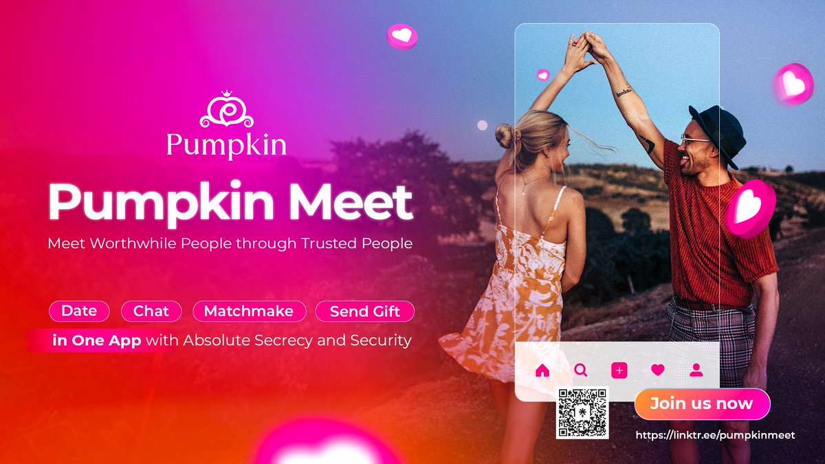 Pumpkin_global's tweet photo. 🎉 Pumpkin Meet, the ultimate #SecretDating Super App! 3 in 1:

1️⃣ Privacy as our top priority
2️⃣ Reputation is everything
3️⃣ Enjoy a free flow of finance

It's all possible, all in one app! 

Meet Worthwhile People through Trusted People 

#PumpkinMeet #DatingApp #SocialFi https://t.co/3I2b0IwDyQ