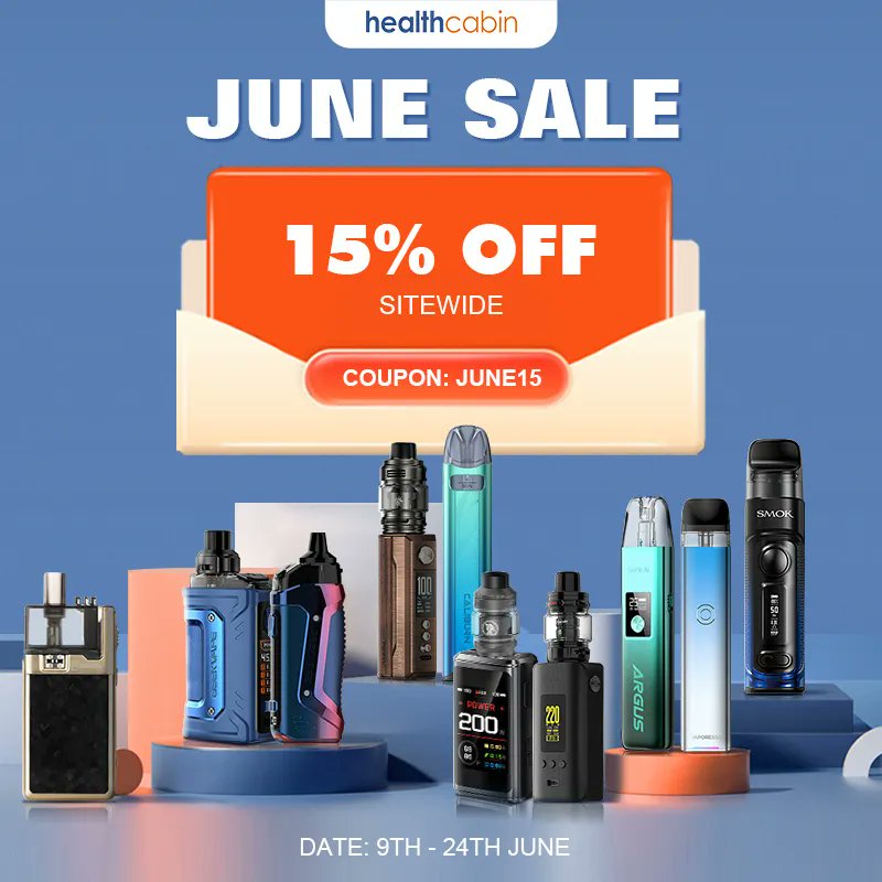 HealthCabin's tweet image. 🌈🌈
🔝🎉June Sale 2023🎊

1️⃣15% OFF Sitewide with Coupon Code: JUNE15
2️⃣Buy 2 Get 1 Free Deals
..
📅9th - 24th June, 2023
&amp;gt;
More Details:👇
healthcabin.net/blog/june-sale…
&amp;gt;
Shop:👇
healthcabin.net
&amp;gt;
#healthcabin #junesale #promotion #vapewholesale #vape #vapelife #vapenation